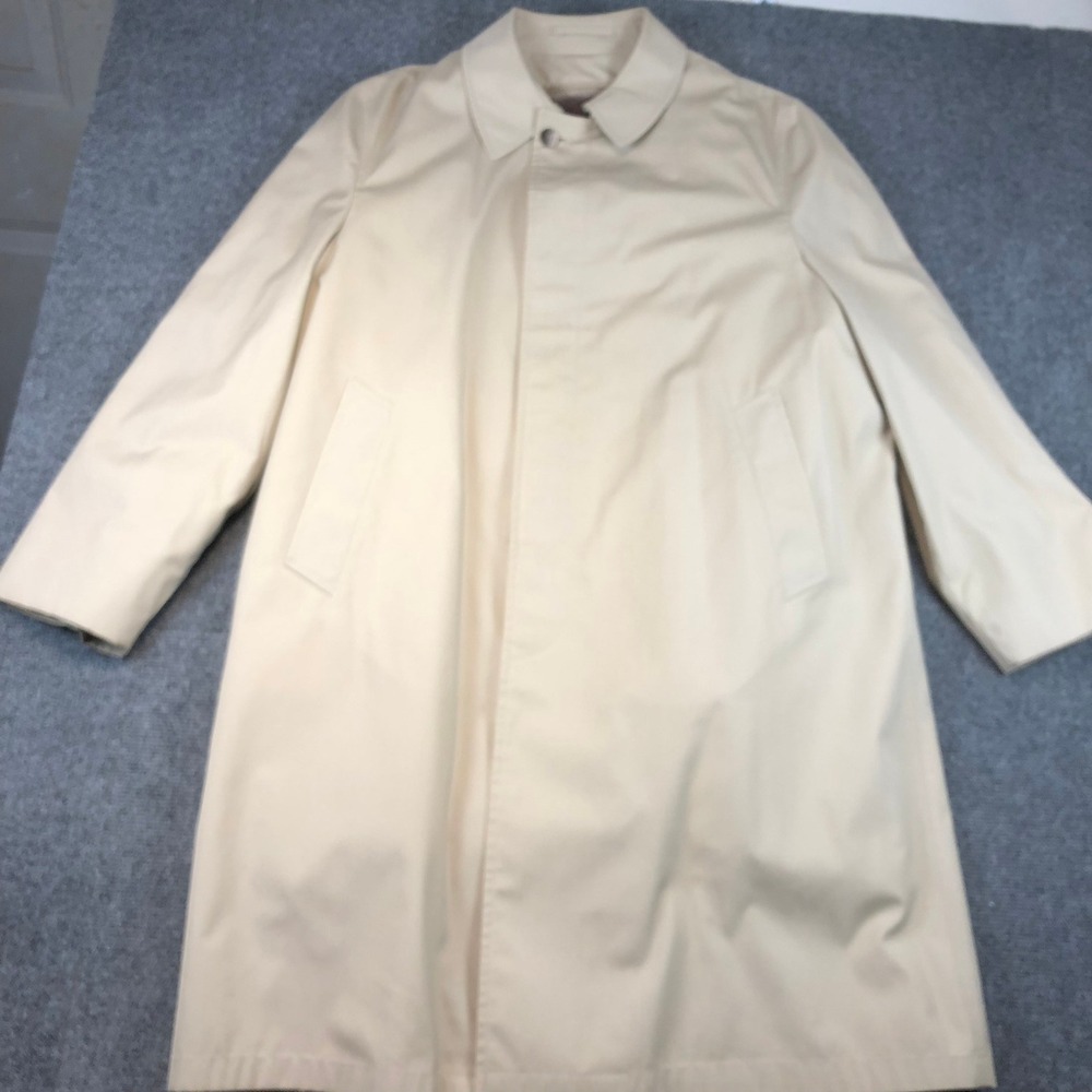 Botany 500 Tan Beige Full Length Lined Trench‎ Coat Overcoat Mens 44 REG